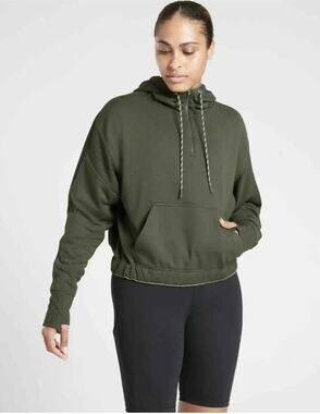 Athleta Ascend Warm Up Hoodie Sweatshirt Tuscan Olive Green Women's Small
